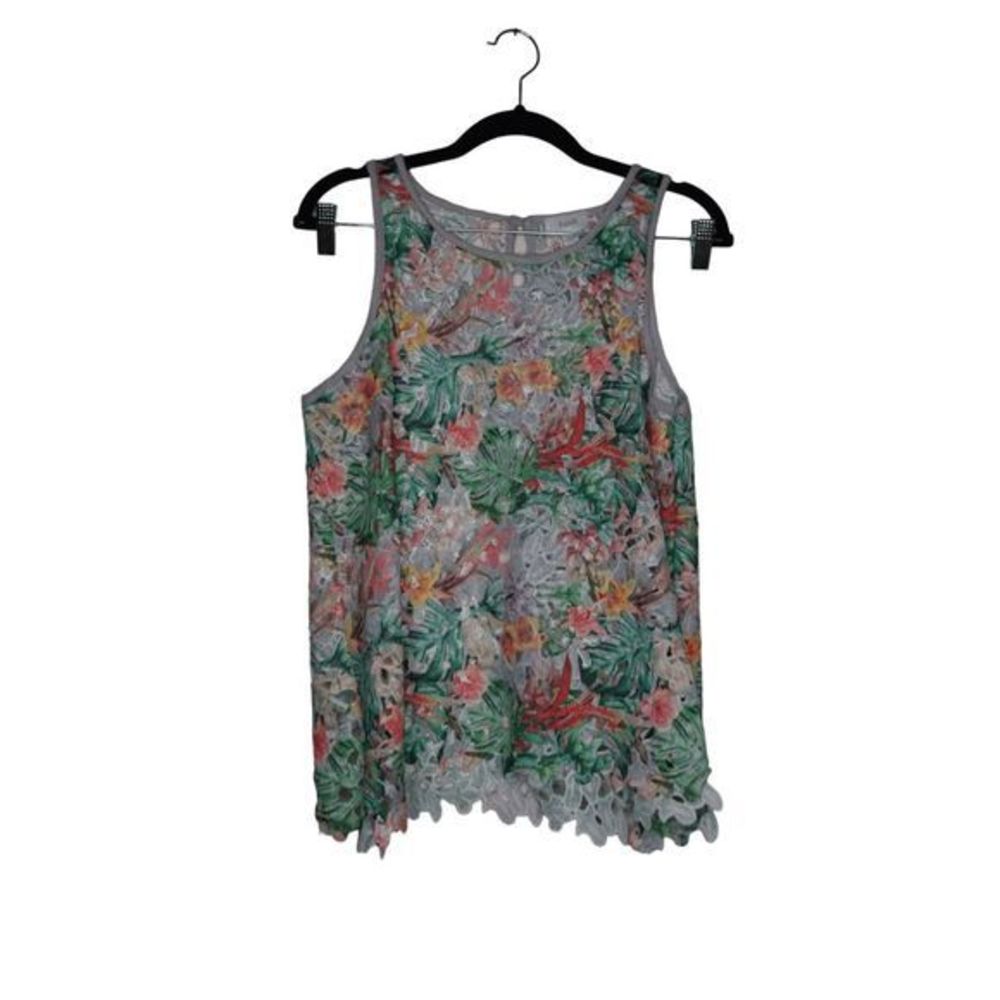 Anthropologie Inari Floral Fiore Lace Sz Medium Cut Out Sleeveless Top Unlined S